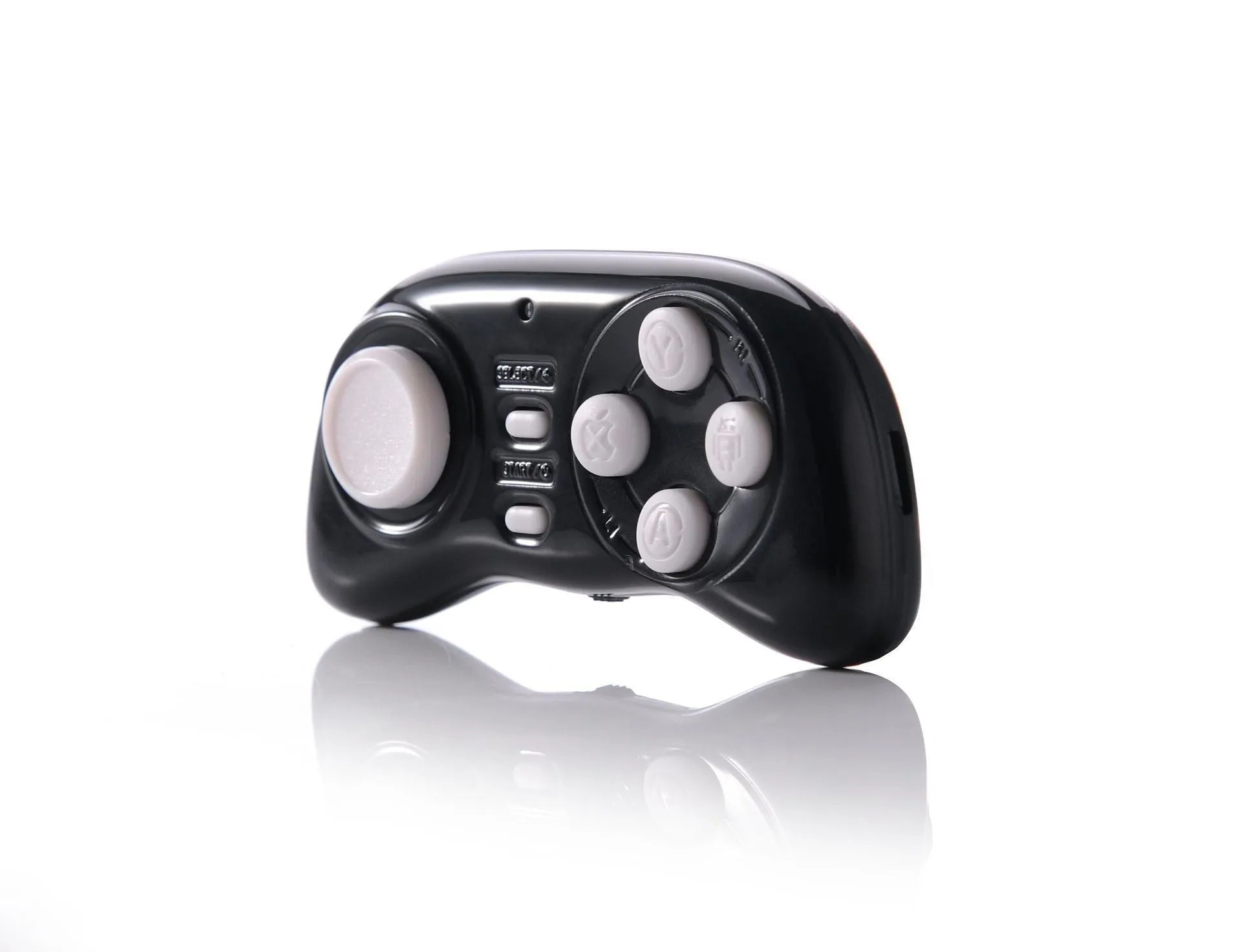 Mini Bluetooth smart gamepad in black, 75x34x18mm mobile controller with button layout