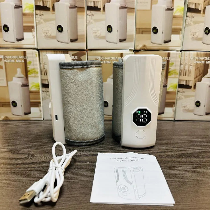 Grey and white car charger electric milk warmer with ABS polypropylene body