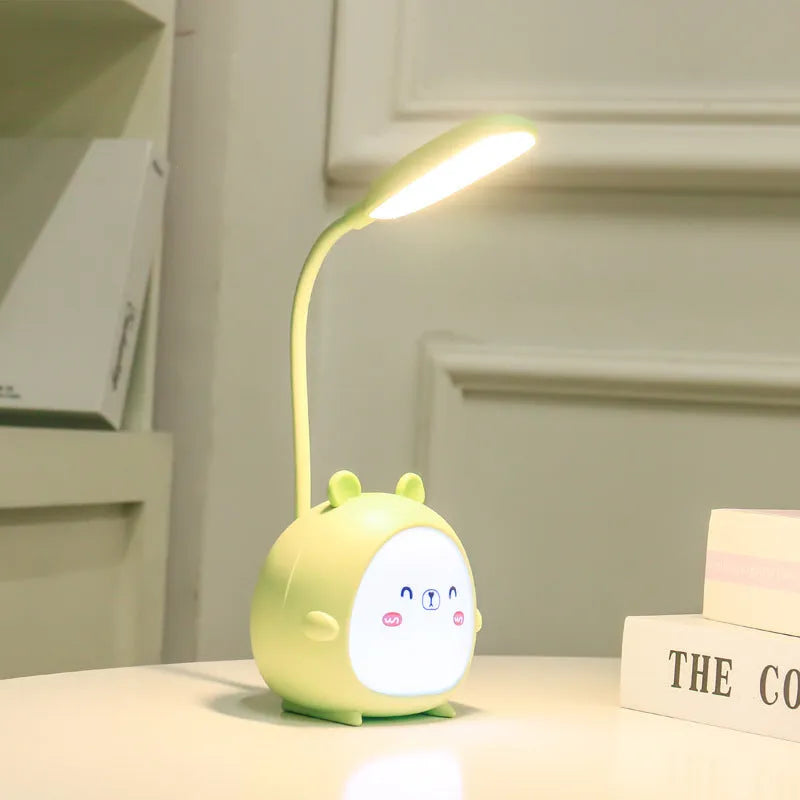 Cartoon deer USB charging folding LED reading lamp with plastic shade on desk