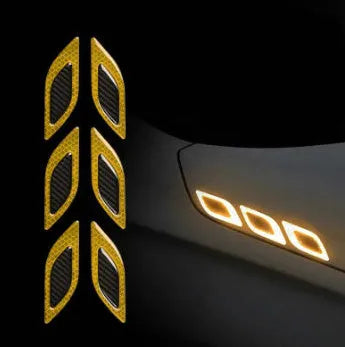 Blue and yellow reflective bumper safety tape strips for car wheel arches measuring 17mm wide