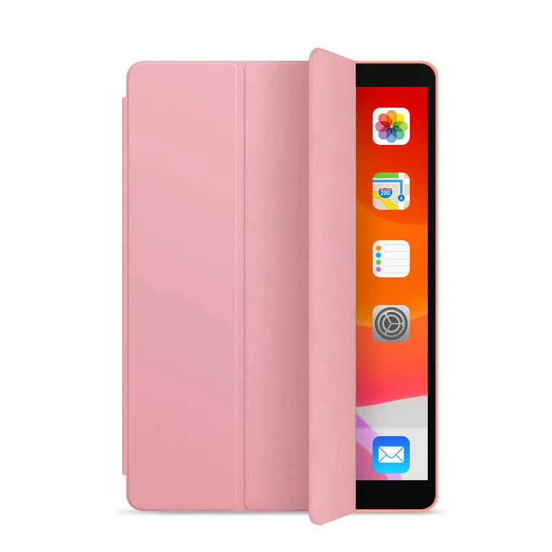 Soft TPU and imitation leather iPad protective case with pencil slot in Purple