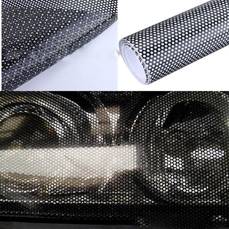 Perforated mesh style automotive colour changing film measuring 30cm by 106cm