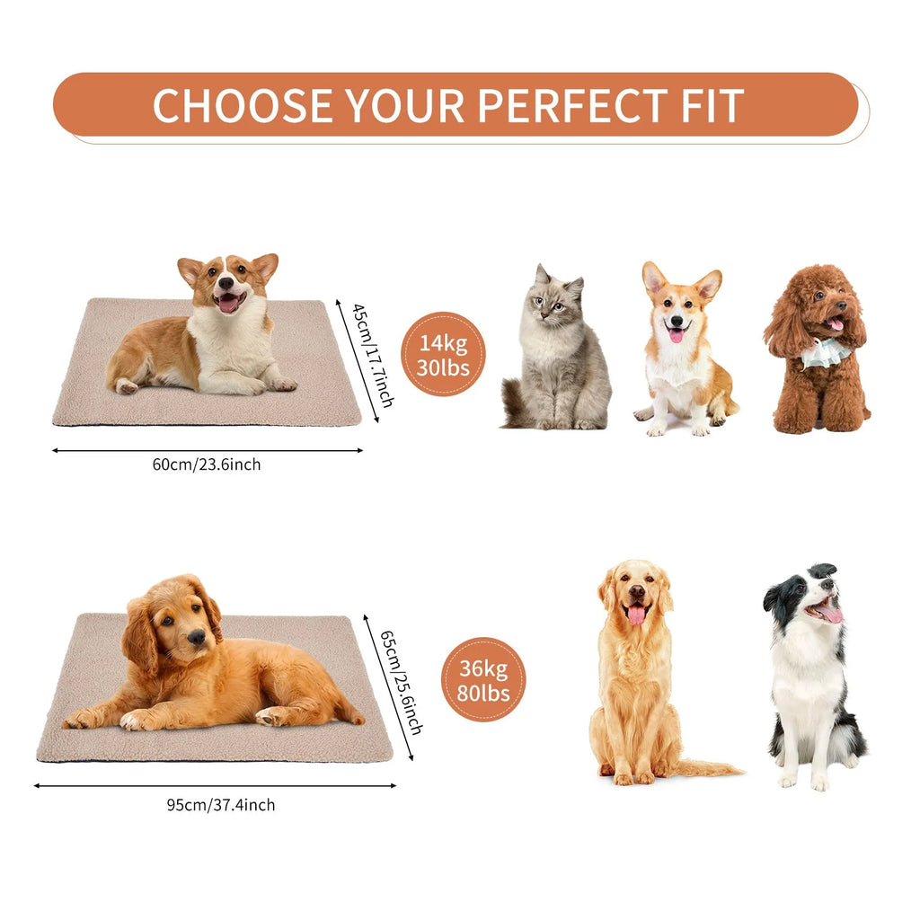 Grey self-heating plush pet pad for cats showing rectangular shape and soft texture