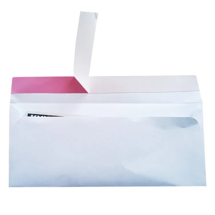 Blue anti-opening confidential envelope showing self-adhesive closure and 105x240mm dimensions