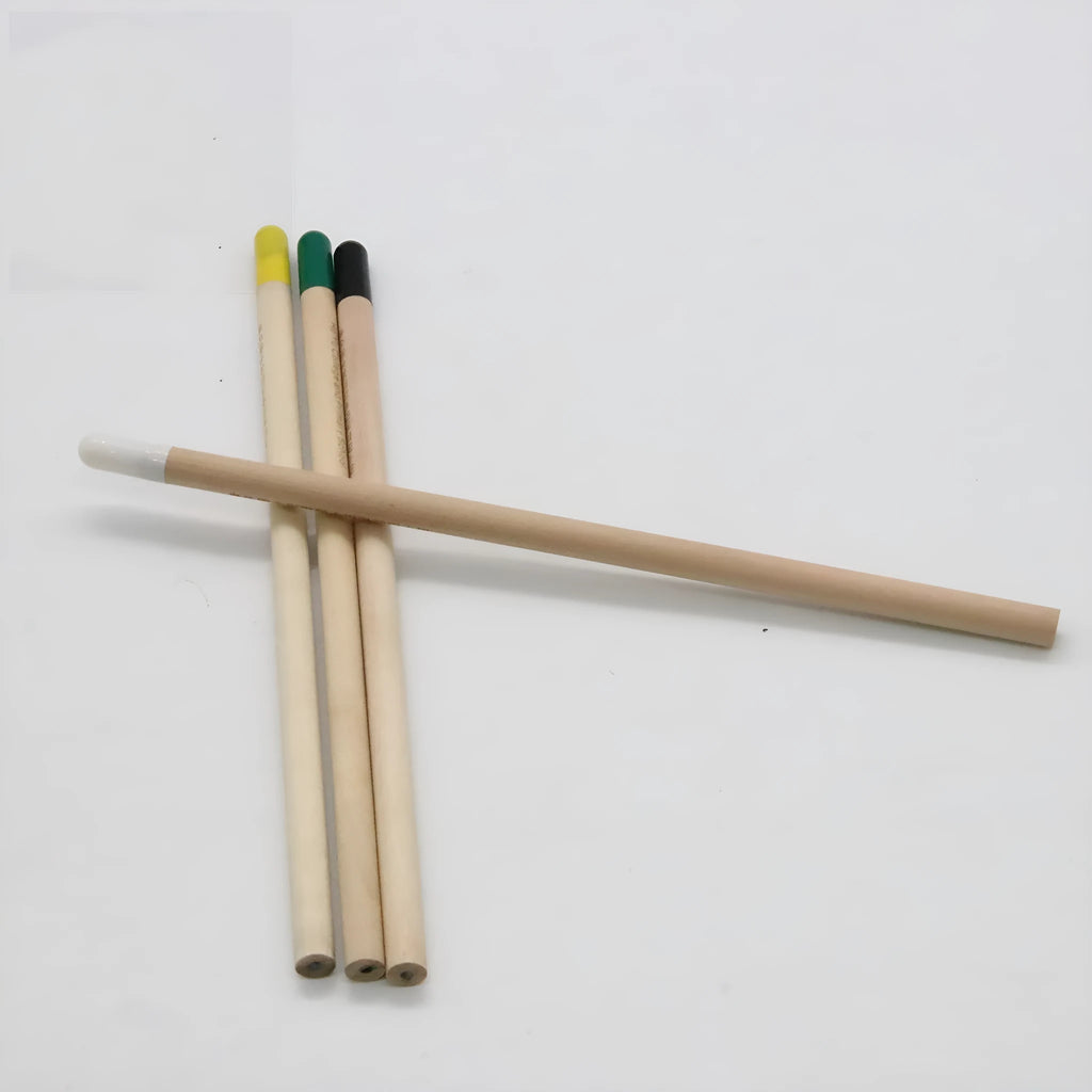 Colourful plantable seed pencils with HB refills and degradable capsules containing lavender or basil seeds.
