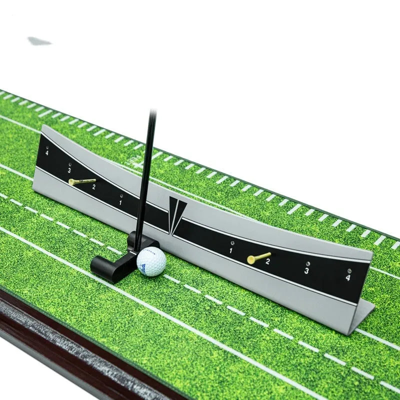 Golf putter trajectory balance simulator with adjustable push rod training aid