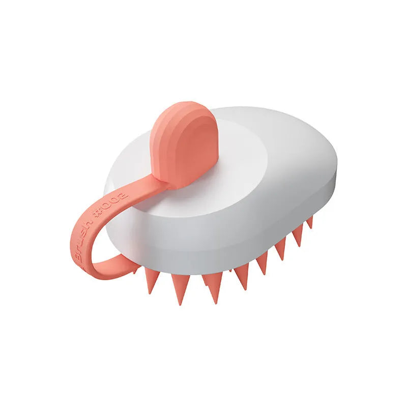 Handheld silicone pet hair remover massage brush for dogs in bath or shower grooming