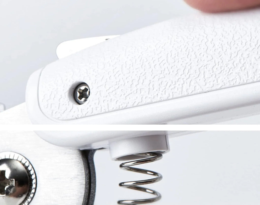 White LED pet nail clipper with transparent splash guard and triangular blade for cats and dogs