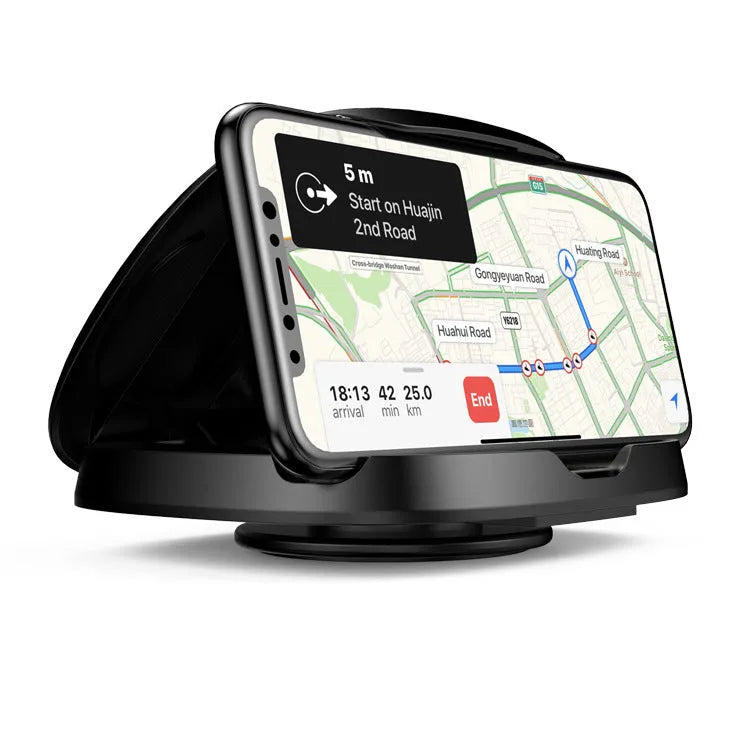 Black plastic rotating suction cup car mount for mobile phones and satellite navigation devices