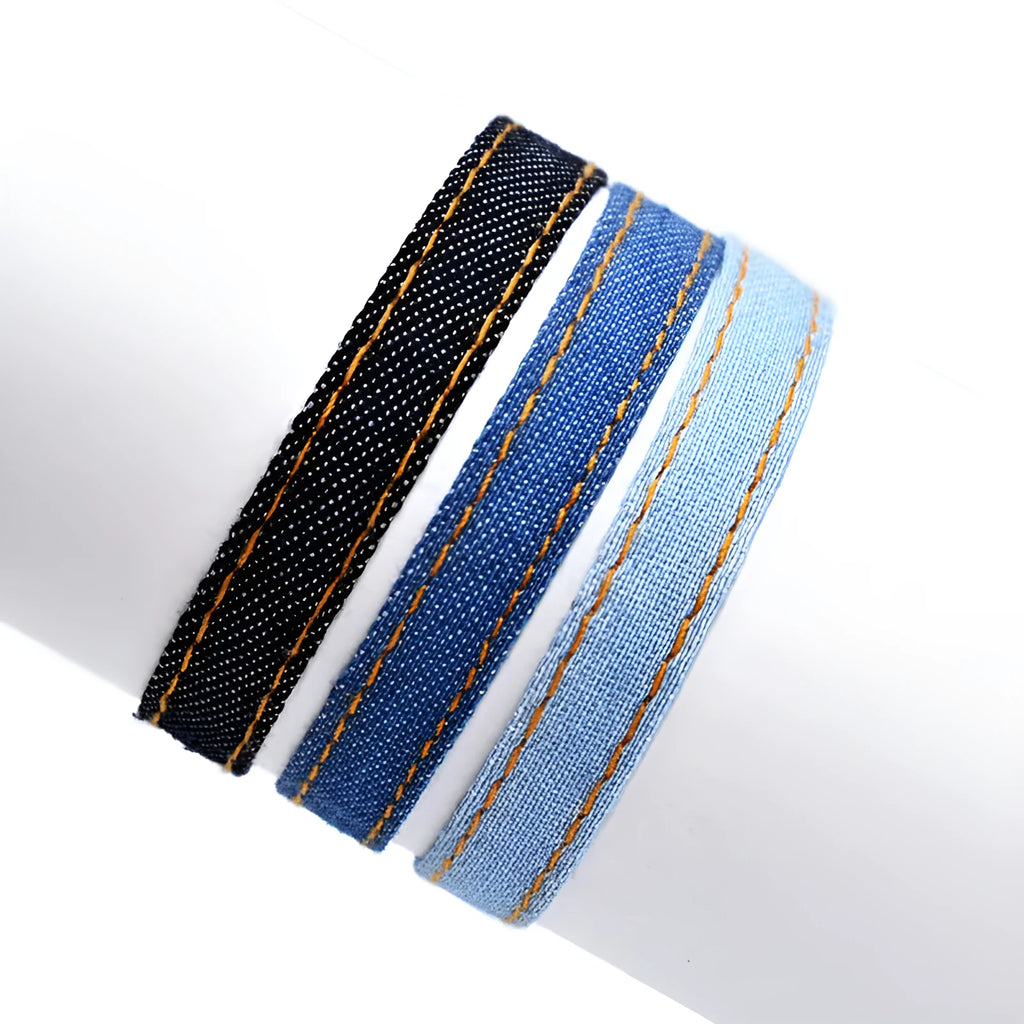 National style denim fabric bracelet carrying strap in multiple colour options