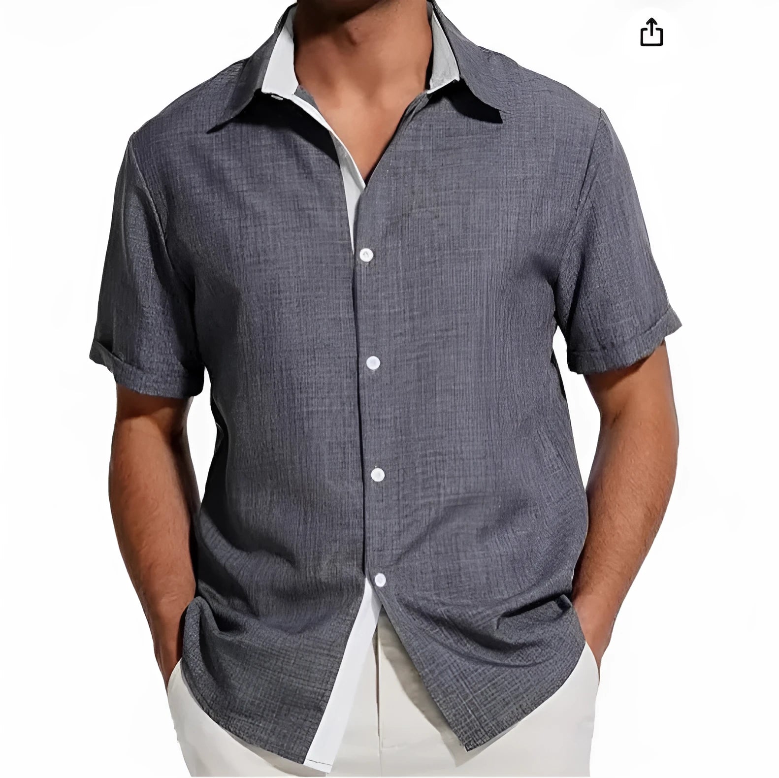 Men's short-sleeved floral print polyester shirt in regular fit cardigan style