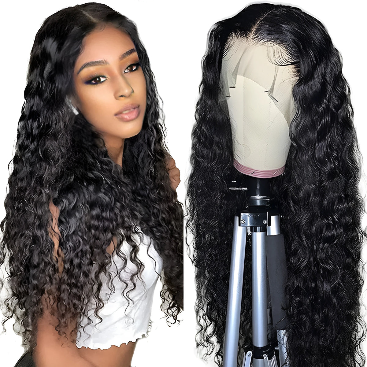 13x4 front lace water wave wig in natural colour, 10-30 inches, soft and smooth, hot dyeable