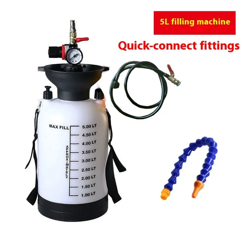 White metal car transmission oil tanker, 5L or 8L, 150 x 80 x 15 mm, with optional connector