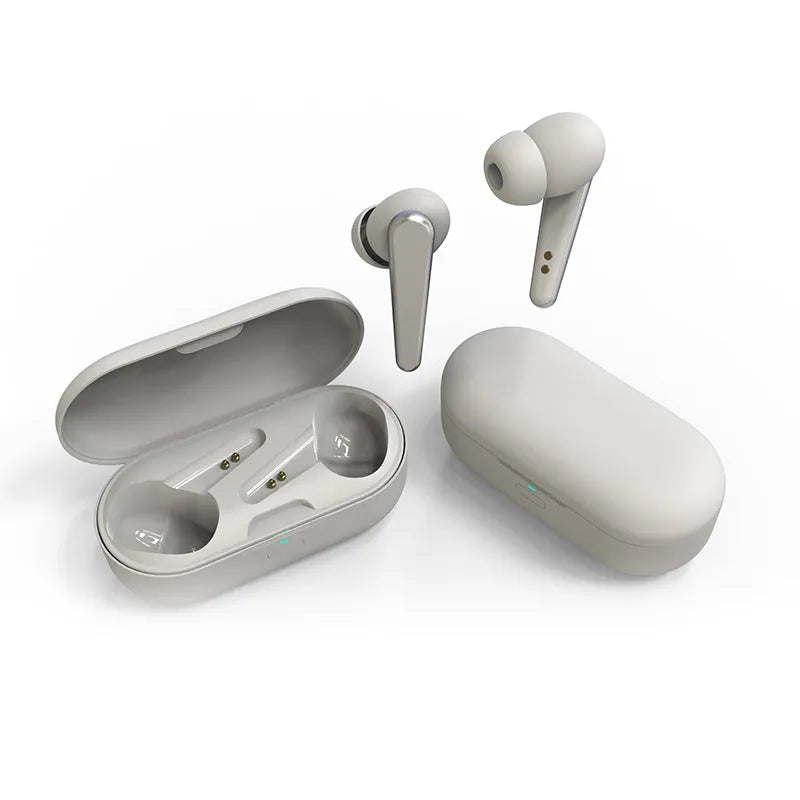 ANC active noise reduction headphones in multiple colours showing earplug design and battery display feature