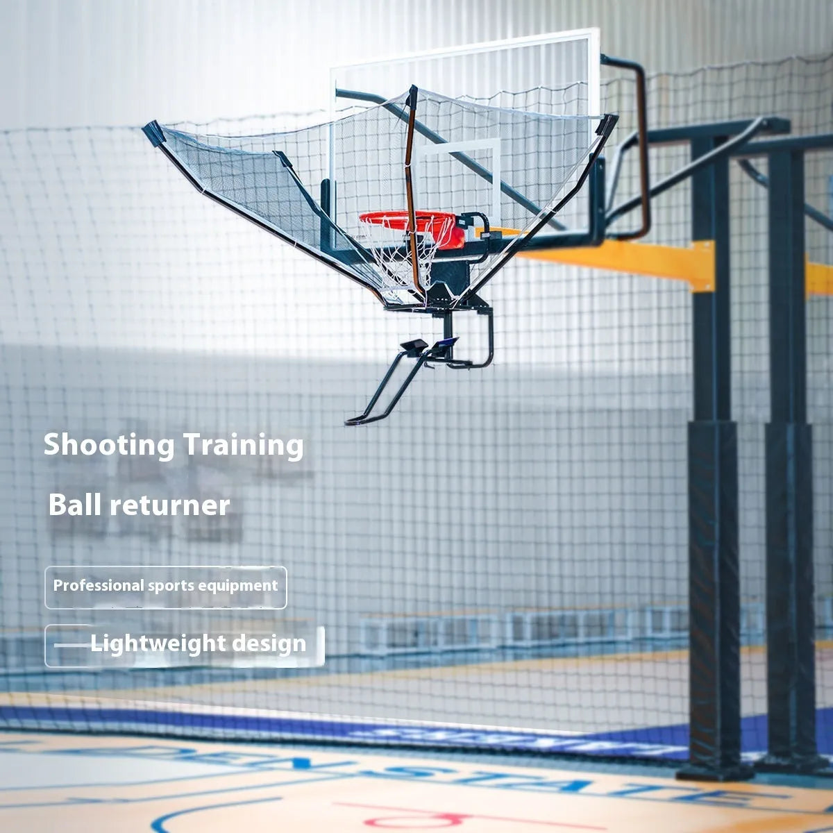 Continuous pitching automatic basketball ball return trainer with cowhide and iron construction