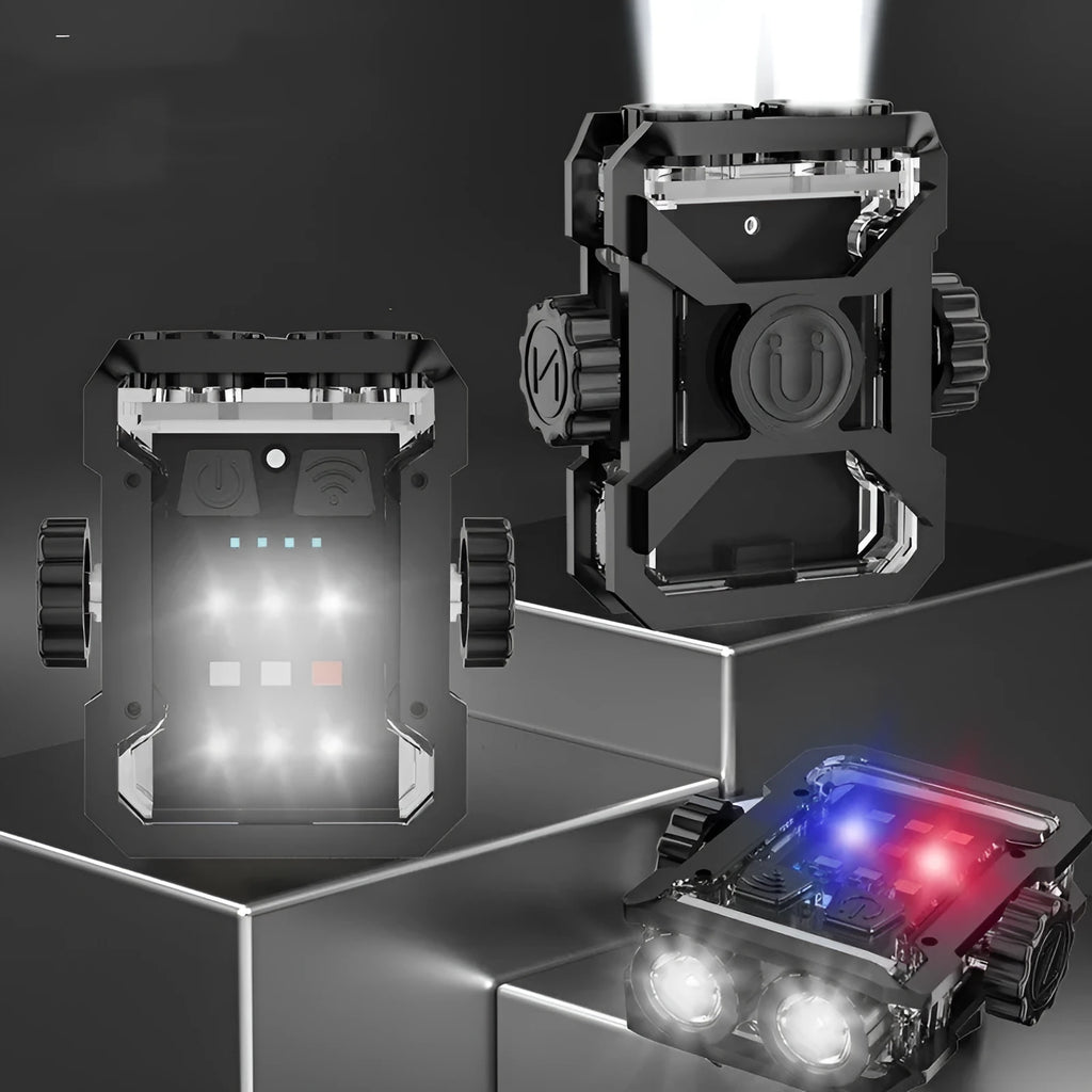 Black aluminium alloy multifunctional mini keychain light with Type-C fast charging and 600mAh battery