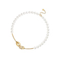 Vintage golden pearl necklace with 925 silver chain and shell beads, adjustable 370mm length plus 20mm extensions