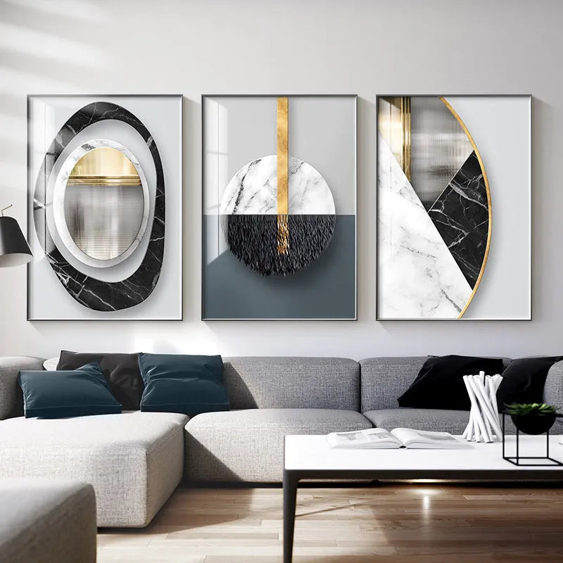 Abstract geometric pattern canvas wall art print in modern minimalist style