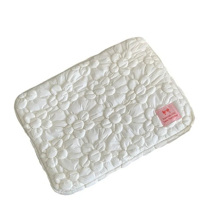 Embroidered bubble cotton tablet PC bag in milky white, light purple or pink, nylon laptop storage sleeve for 11, 13 or 15 inch devices