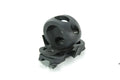 Black helmet flashlight socket mounted on MICH rail with Q5 flashlight fixture bracket