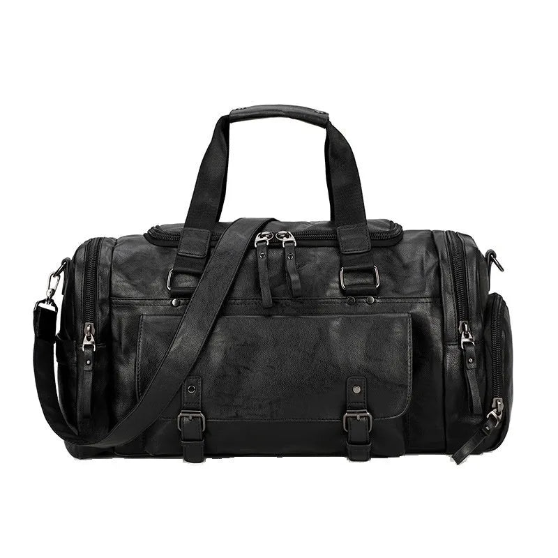 Black large capacity travel holdall with a separate shoe compartment.