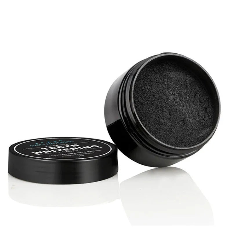 30g black activated coconut charcoal teeth whitening powder in jar