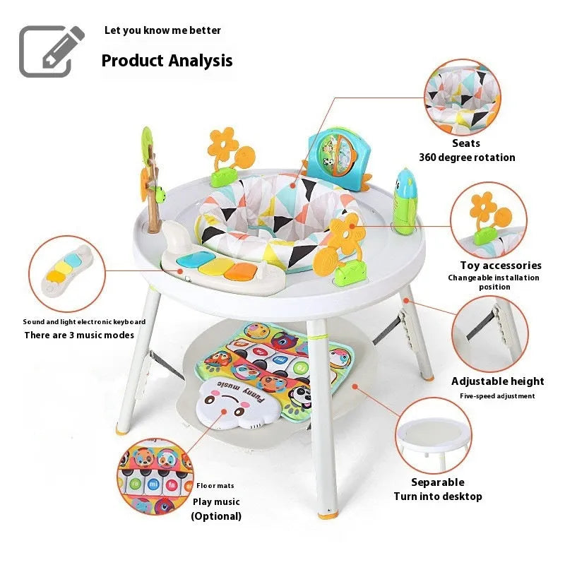 Baby bouncing activity chair in duck or lion theme with optional music cushion