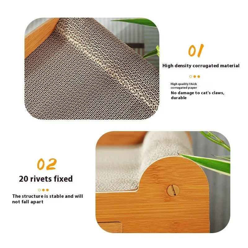 Double-layer corrugated paper cat house with two arched doorways in Double Ball Double Door colour