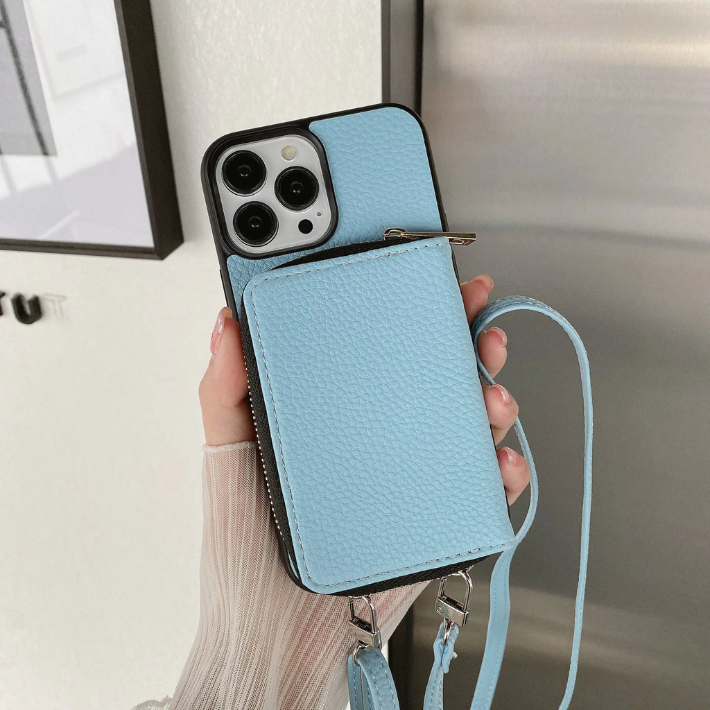 Litchi patterned textured phone case for iPhone in multiple colours showing PC and leather construction