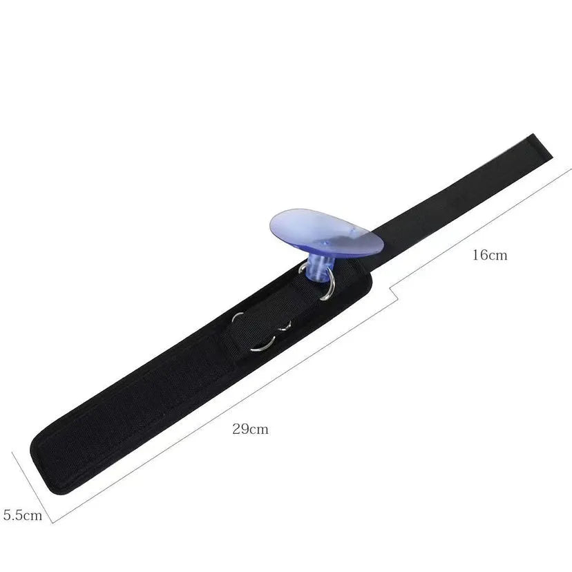 Adjustable fabric pet bathing restraint collar with suction cup in black, grey, and pink