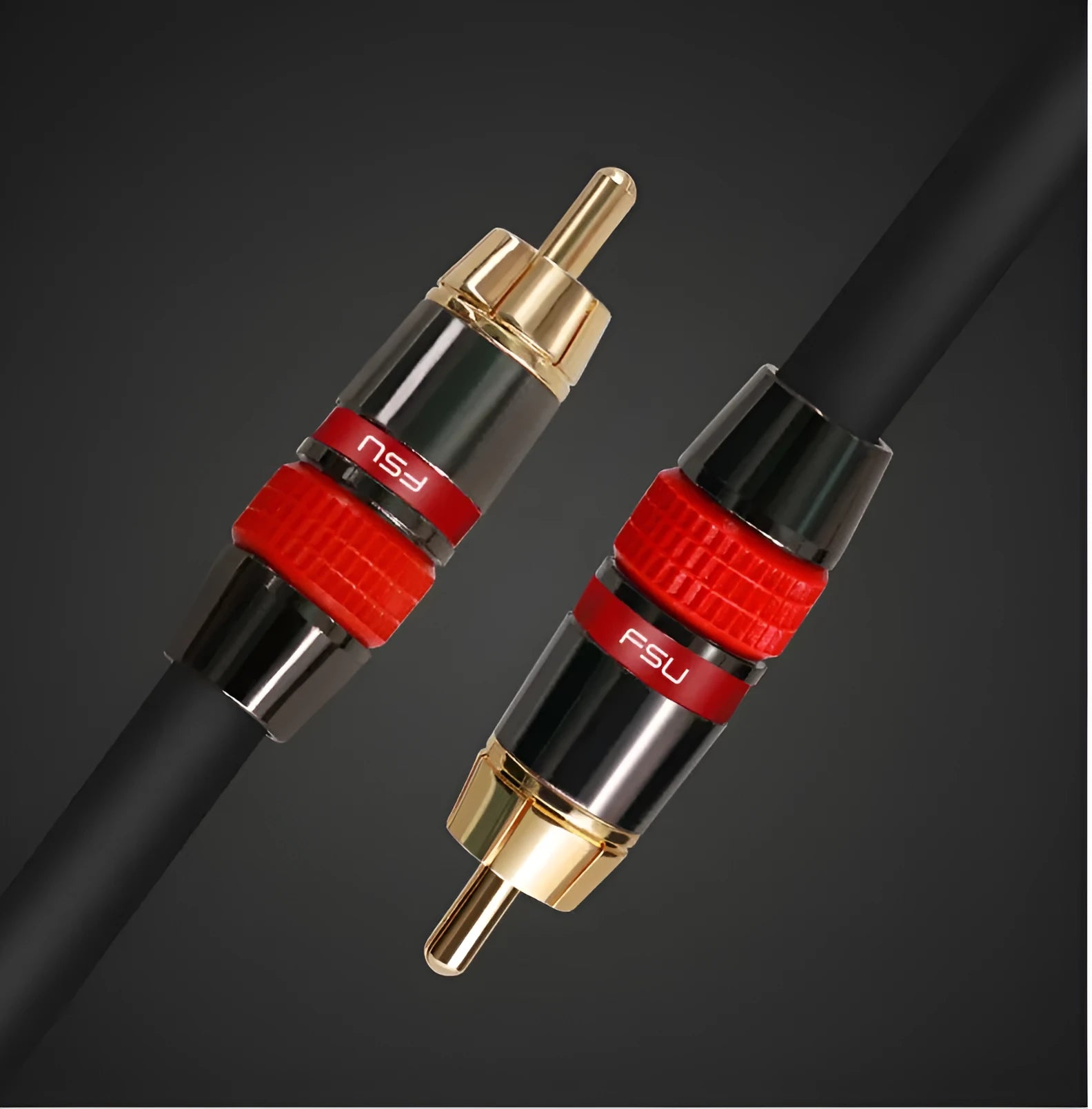 RCA coaxial cable with gold-plated connectors, black or red, 0.5m to 5m lengths