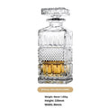 Crystal glass wine set with retro style cups and bottle on table