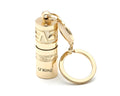Gold waterproof LED flashlight keychain with zinc alloy die-cast housing and polished finish