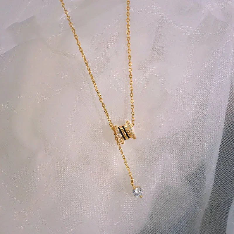 Gold plated copper choker necklace, 38 cm with 5 cm extension chain, Korean style short necklace