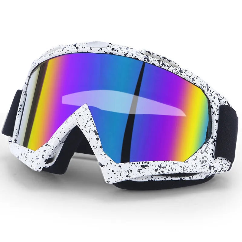 Adult motorcycle cross country goggles with pure TPU full rim frame and windproof design on grey background