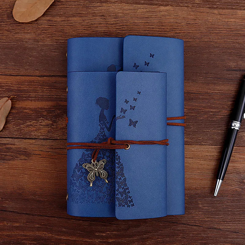 Loose leaf diary book with kraft paper pages, 8 x 12.5 cm, available in six cover colours and two sizes