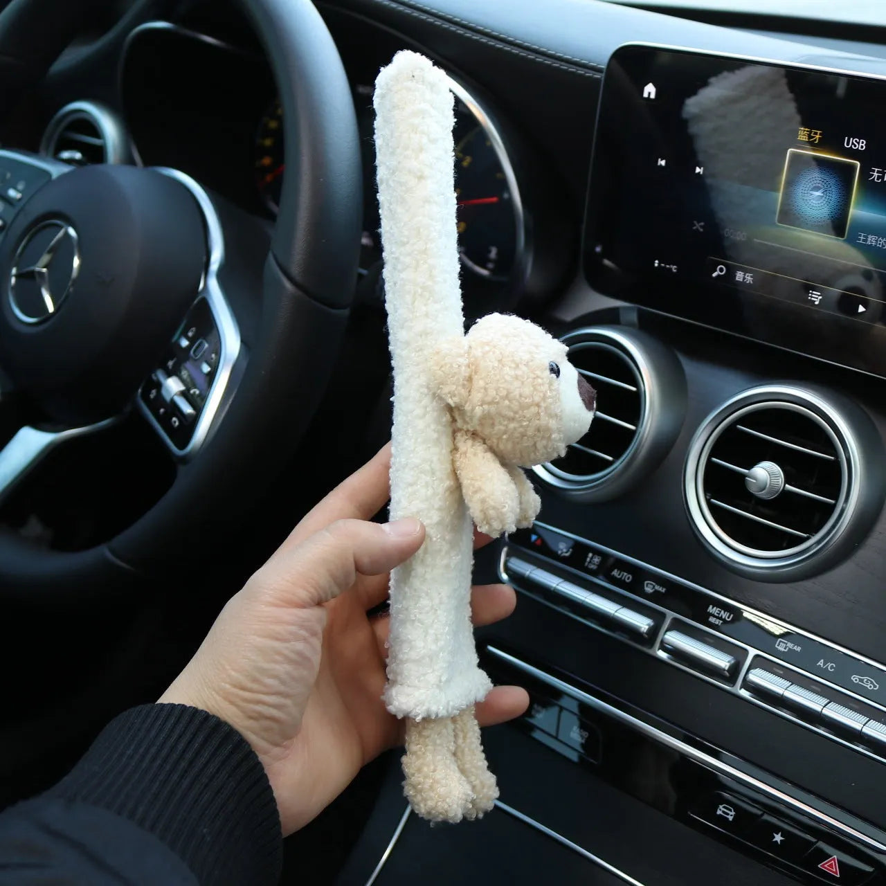 Cartoon plush car seat belt shoulder protector in lamb wool with rabbit and bear designs
