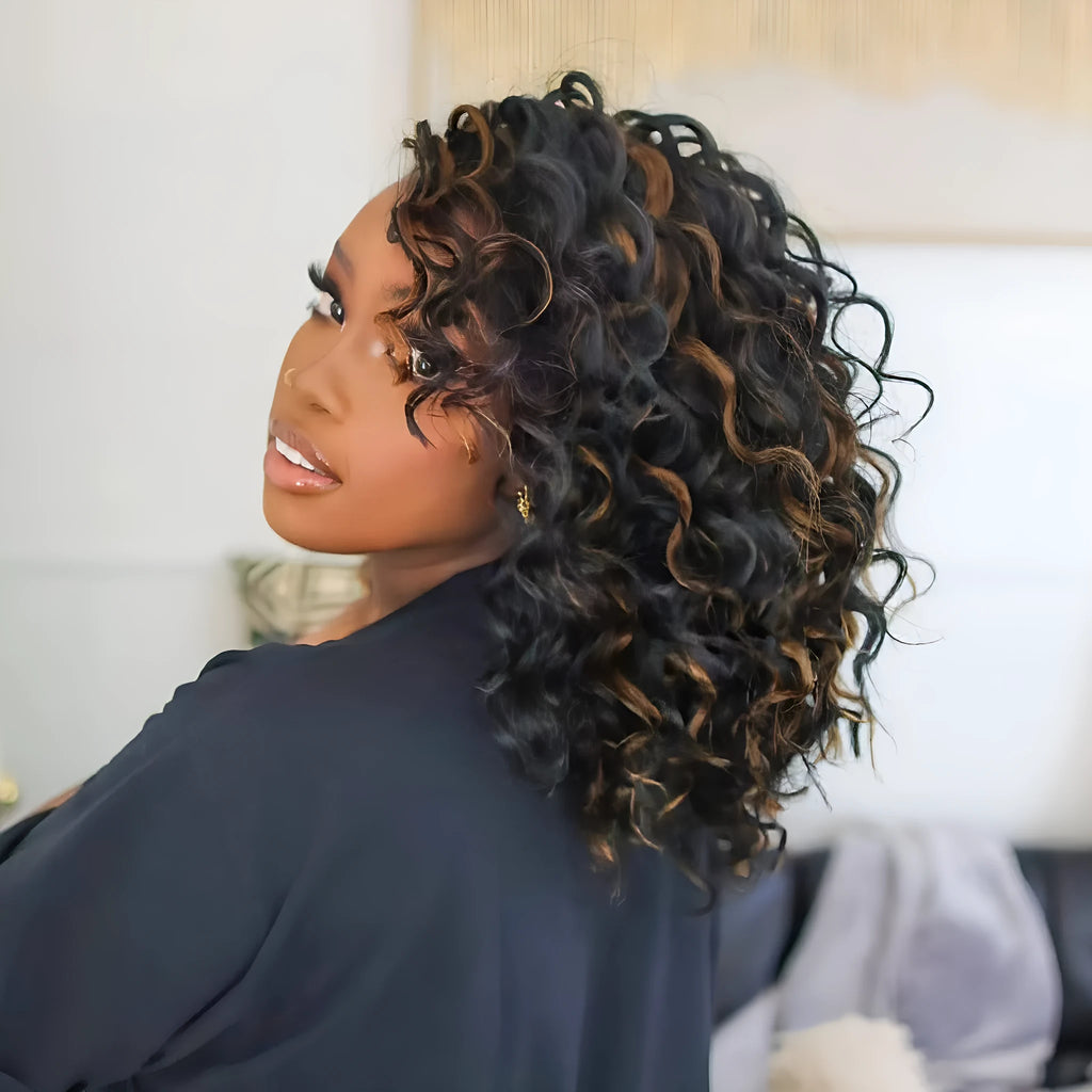 African curly hair dirty braid big wave ocean curved fashion wig with side bangs in domestic silk