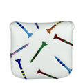 Black and white golf putter protective sleeve with Rocket Pattern Square design made from PU leather