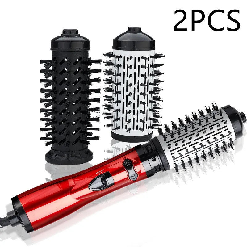 Red EU professional 2-in-1 hair dryer rotary brush with 3-speed temperature control and rotating cord