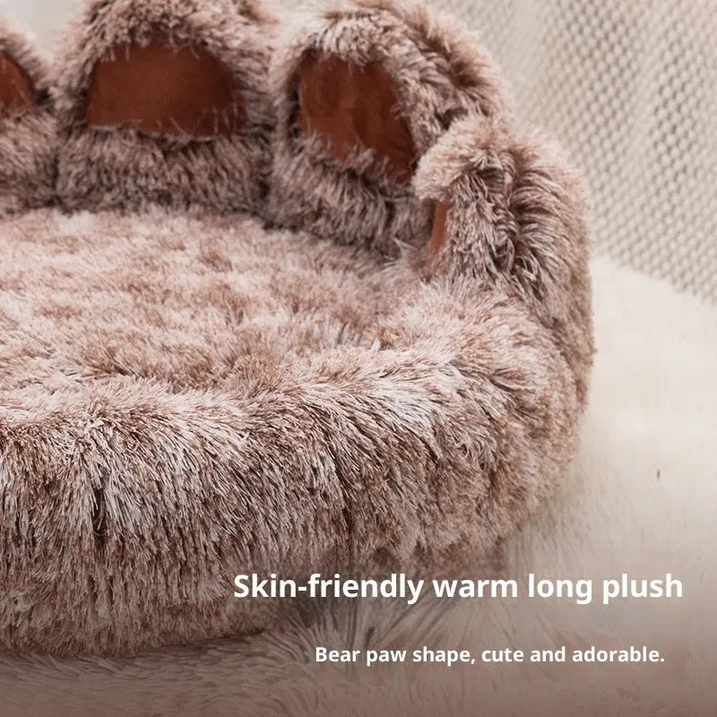 Plush two-color thickened dog bed in double silk gray hand-shaped brush nest style 50cm diameter
