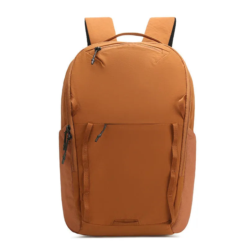 Waterproof Taslan composite cloth leisure backpack in solid colour with curved shoulder strap