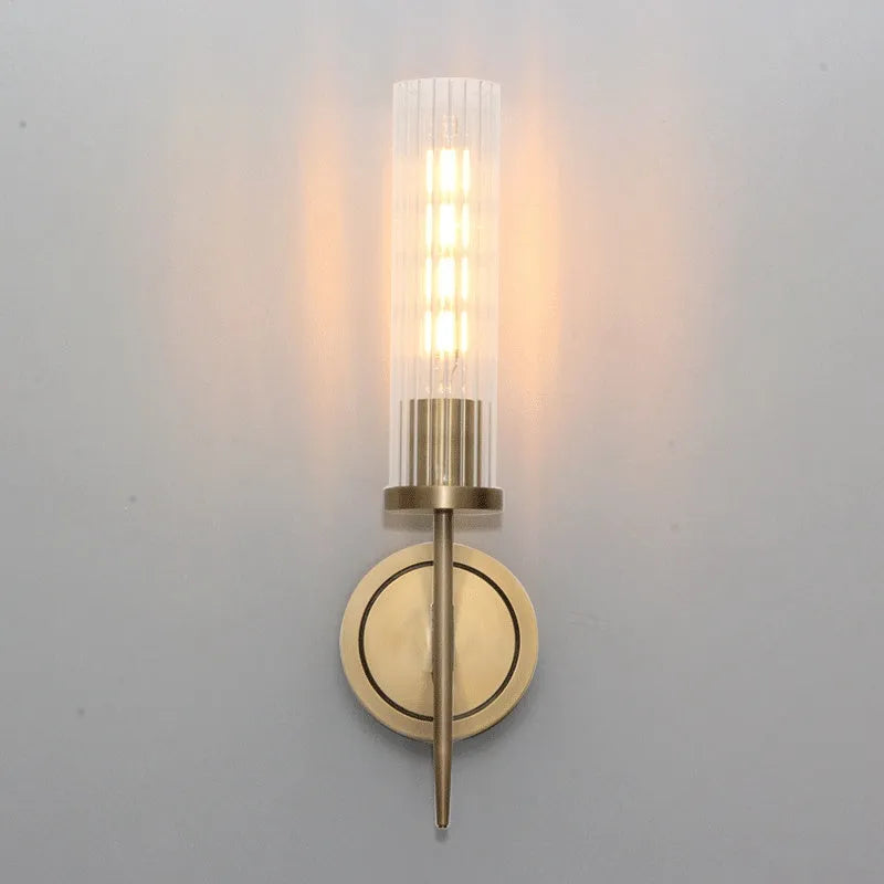 Modern creative glass wall lamp in copper single head finish for living room or bedroom