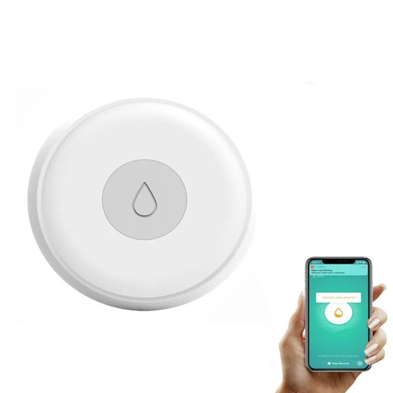 Smart wireless water leakage detection sensor with ZIGBEE 3.0 for APP, SMS, and phone alerts.