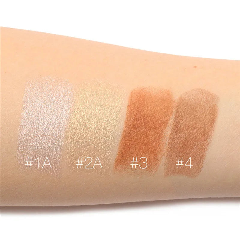 Face contour highlighter makeup stick in a choice of matte or shimmer finish, shown in shade options A, B, C, D.