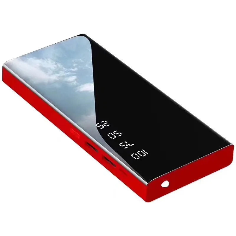 20000mAh portable power bank with LCD display showing battery percentage and dual USB ports