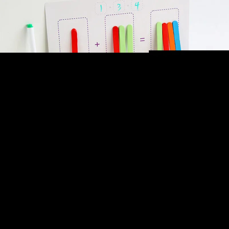 Children's wooden counting sticks math toy in colour box with colourful arithmetic rods
