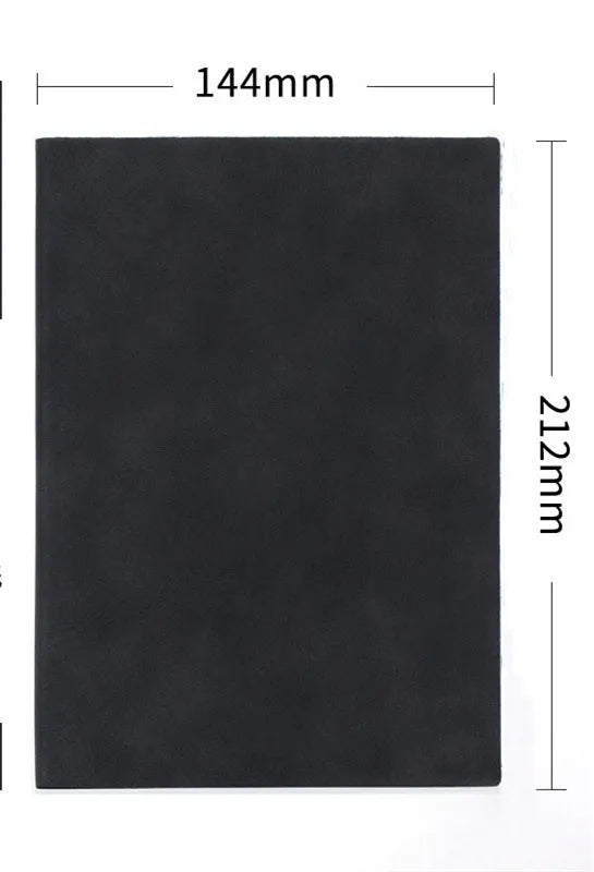 Imitation leather soft noodle sheep buckle notepad A5 with beige Dao Lin paper, black cover, and metal pen