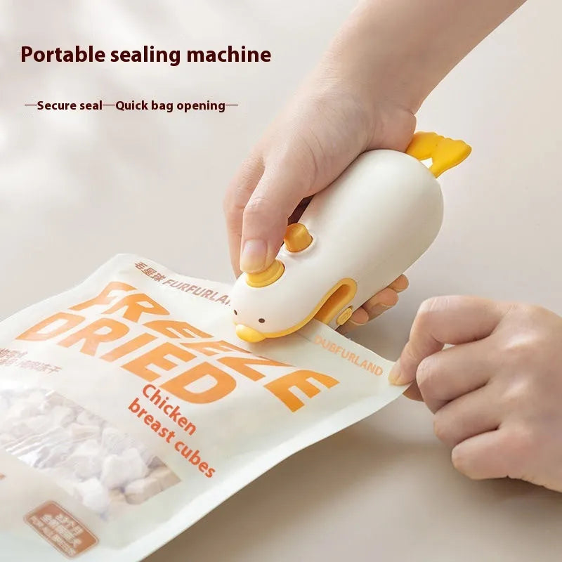Small yellow duck rechargeable sealing machine with charging cable for food bags