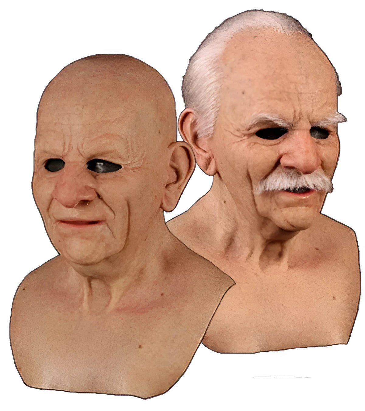 Latex old man mask with white hair and white beard for Halloween fancy dress